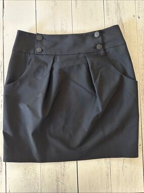 Theory Black Mini Skirt with Buttoned Waist size 6